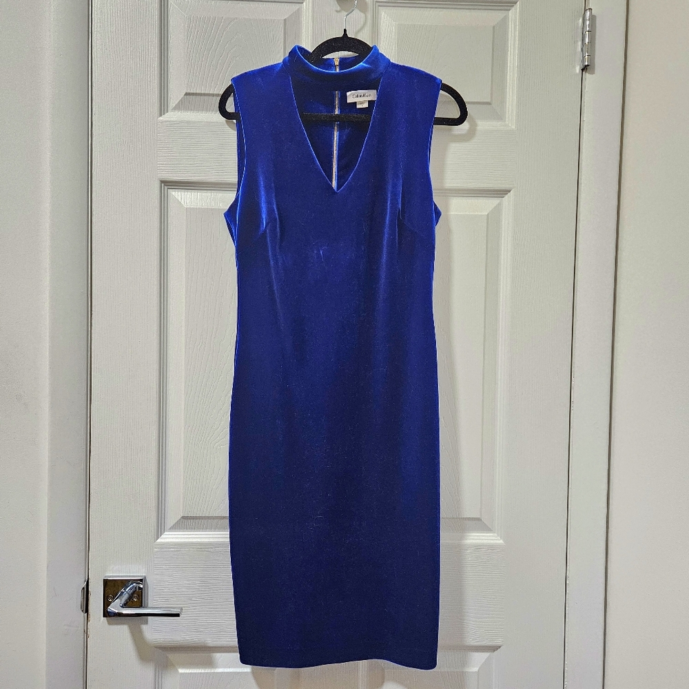 Blue Velvet Calvin Klein Cocktail Dress